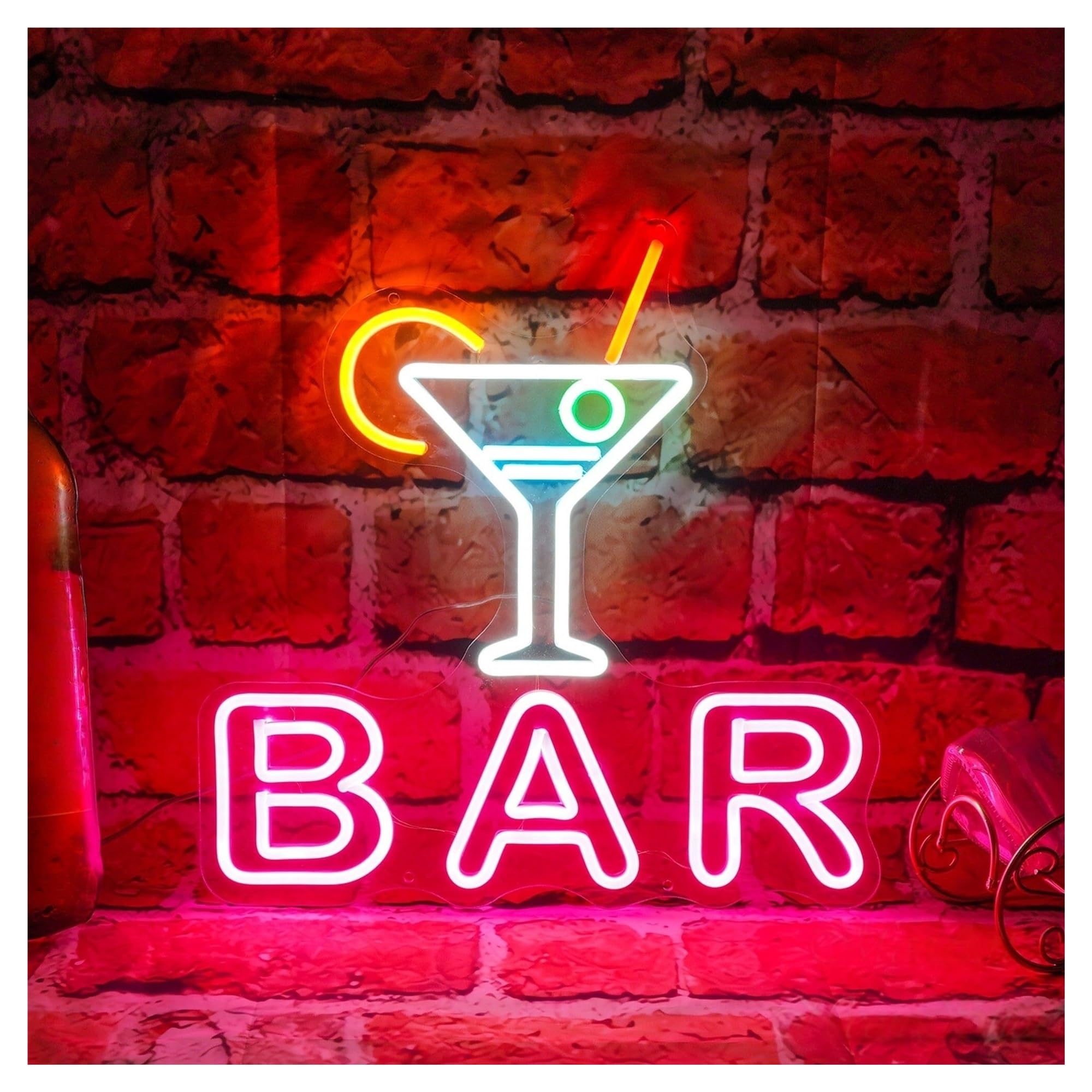 SHOUXI Sign Lamp Cocktails Bar Neon Sign, Restaurant, Wall Decor, Home Party 51cmx51cm