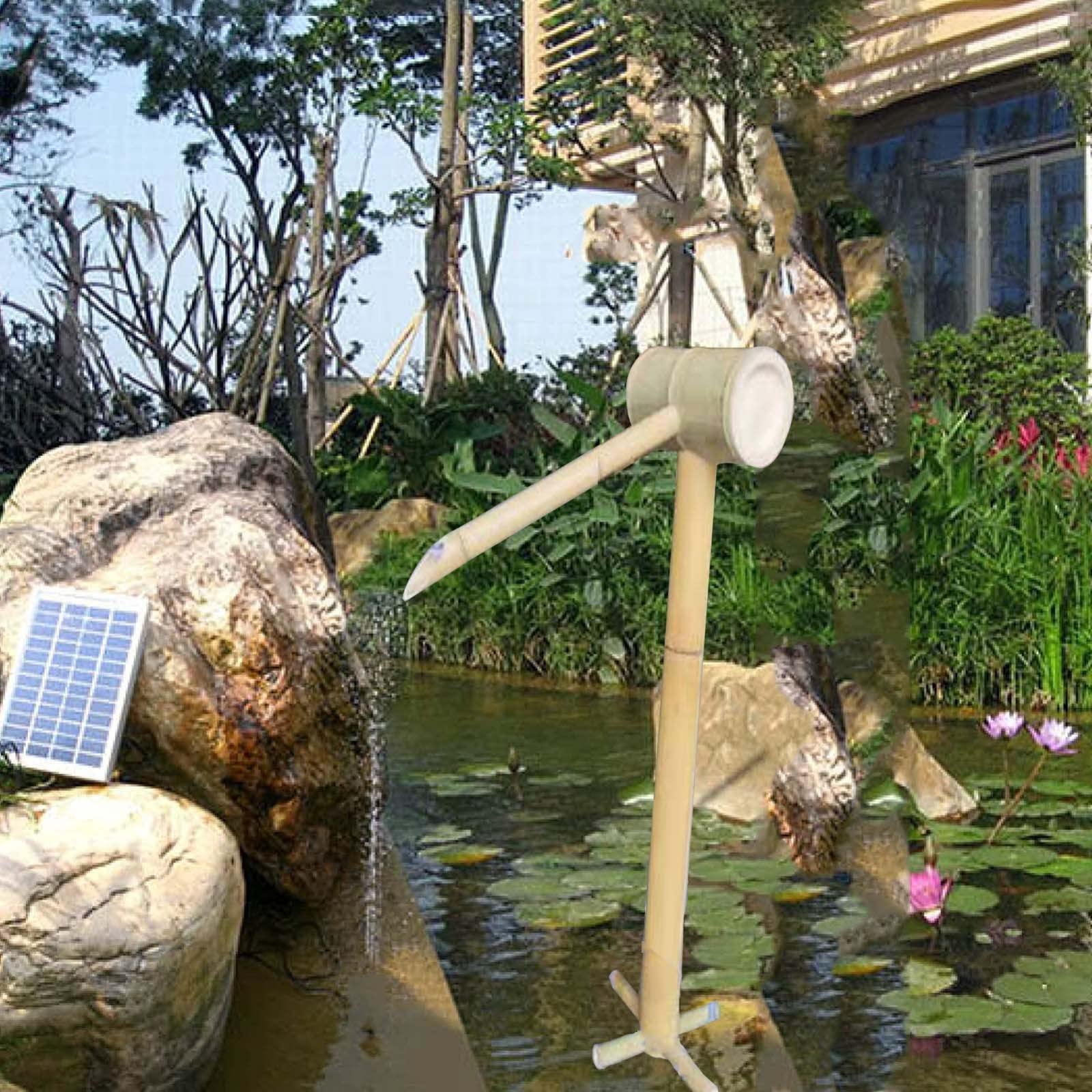 Kit Fontaine en Bambou avec Pompe, Fontaine de Jardin Zen, Fontaine à Bascule en Bambou, décoration de Jardin Japonais