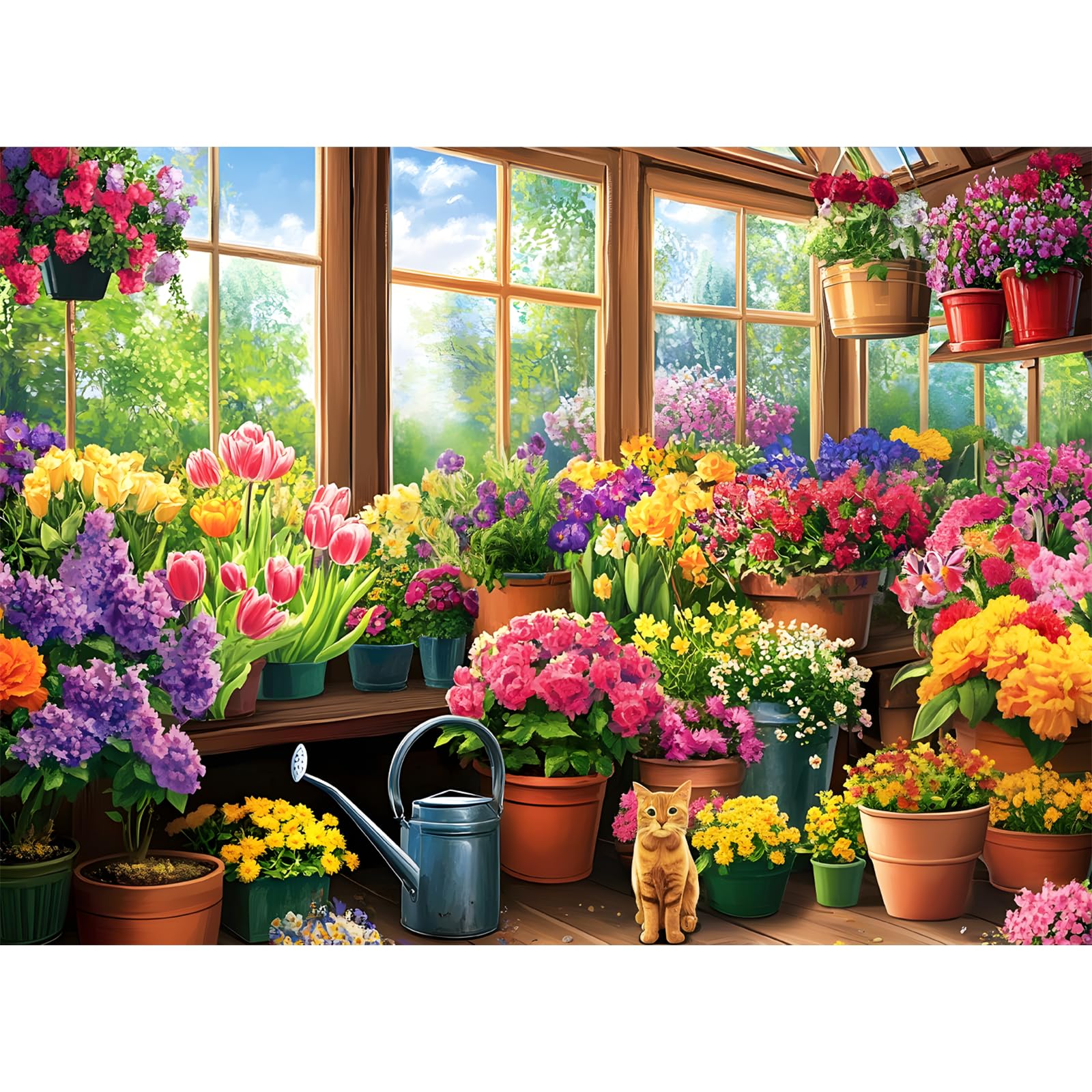 300 Piece Puzzles for Adult, Cute Cat Jigsaw Puzzles 300 Pieces for Adults Kids Senior, Colorful Flower Adult Puzzle, Challenging Family Fun Puzzle