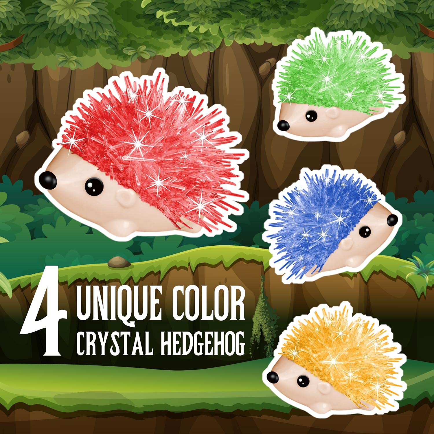Kit de Cultivo de Cristales para Niños con Modelos de Erizo 4 Paquetes, Juego de Experimentos Científicos para Niños Niñas 6 7 8 9 10 Años