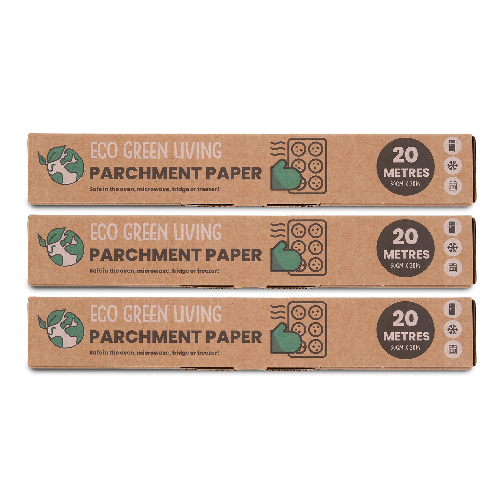Lot de 3 rouleaux de papier sulfurisé compostable Eco Green Living