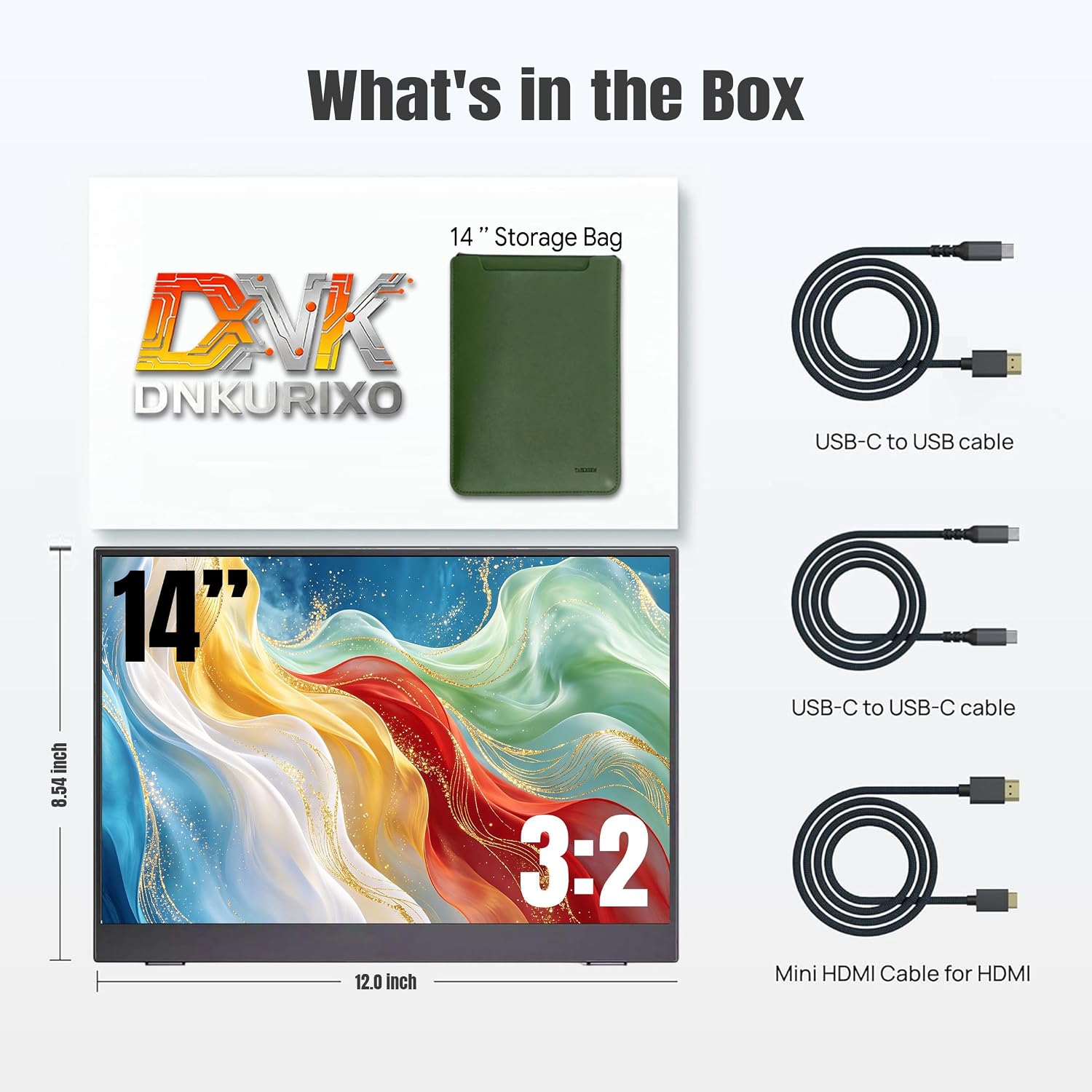 14" 4K Portable Monitor, 3840×2560 LTPS Display with HDR & 100% sRGB 9 81tchmWwlPL. AC SL1500