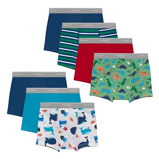 Hanes Boys' Potty Training Underwear, Light Leaks Toddler Cotton Briefs and Boxer Briefs, Multi-pack