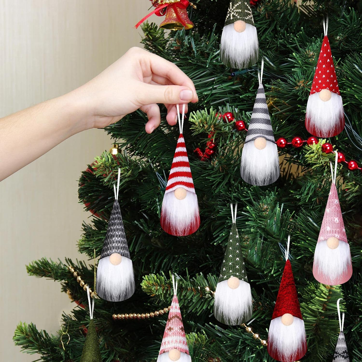 36 Pieces Christmas Tree Hanging Santa Gnomes Ornaments Swedish Handmade Gnomes Santa Sprite Plush Hanging Holiday Gnome Handmade Swedish Home Decorations Holiday Decor