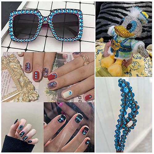 Vista 109 de Beadsland Diamantes de imitación de cristal con parte trasera plana, gemas redondas para arte de uñas y manualidades, pegamento fijo, violeta