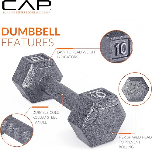 Miniatura 3 de CAP Barbell - Mancuerna hexagonal de hierro fundido, múltiples opciones