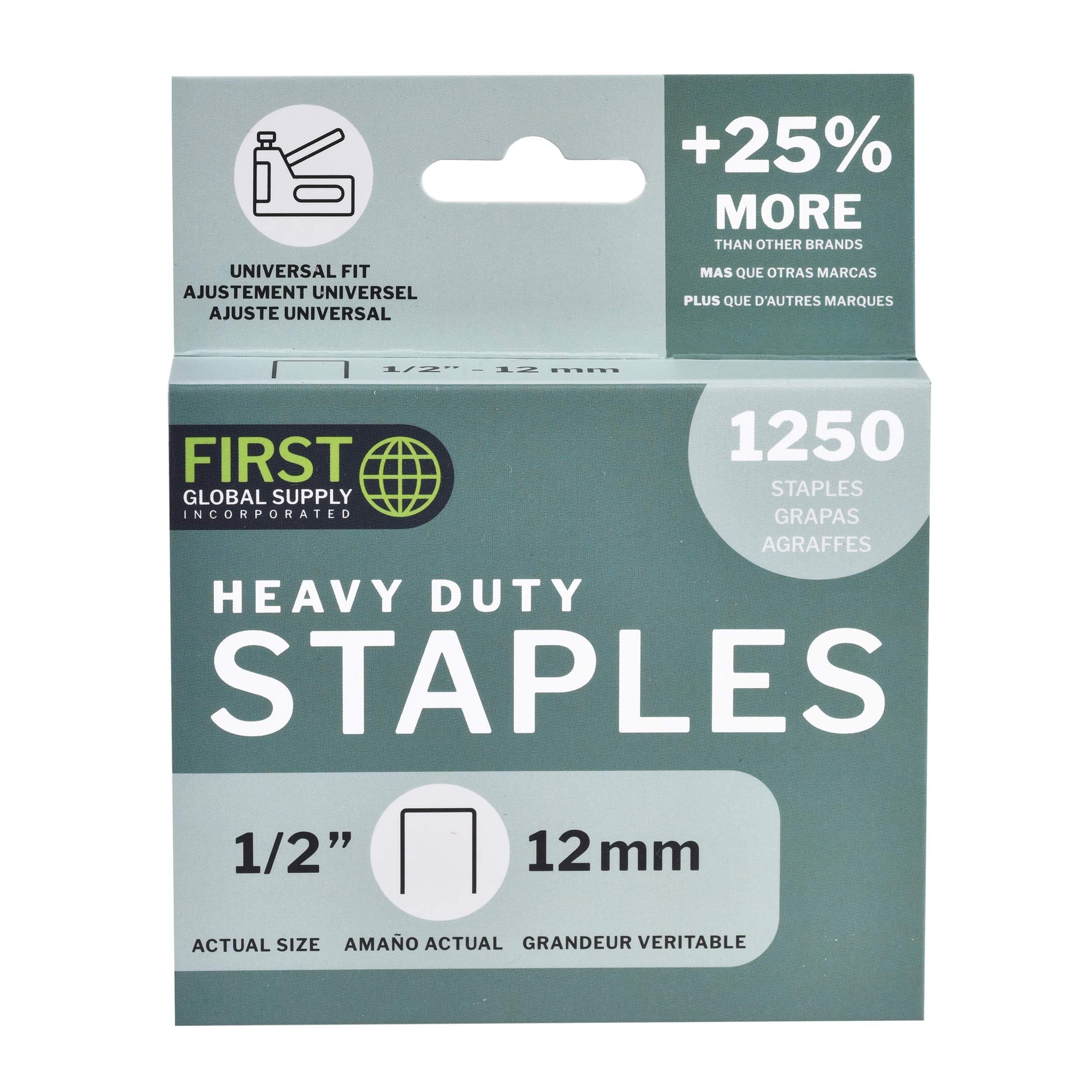 FGS grapas resistentes | 1/2 pulgadas 12 mm | 1,250 unidades | ajuste universal | T50 | acero inoxidable