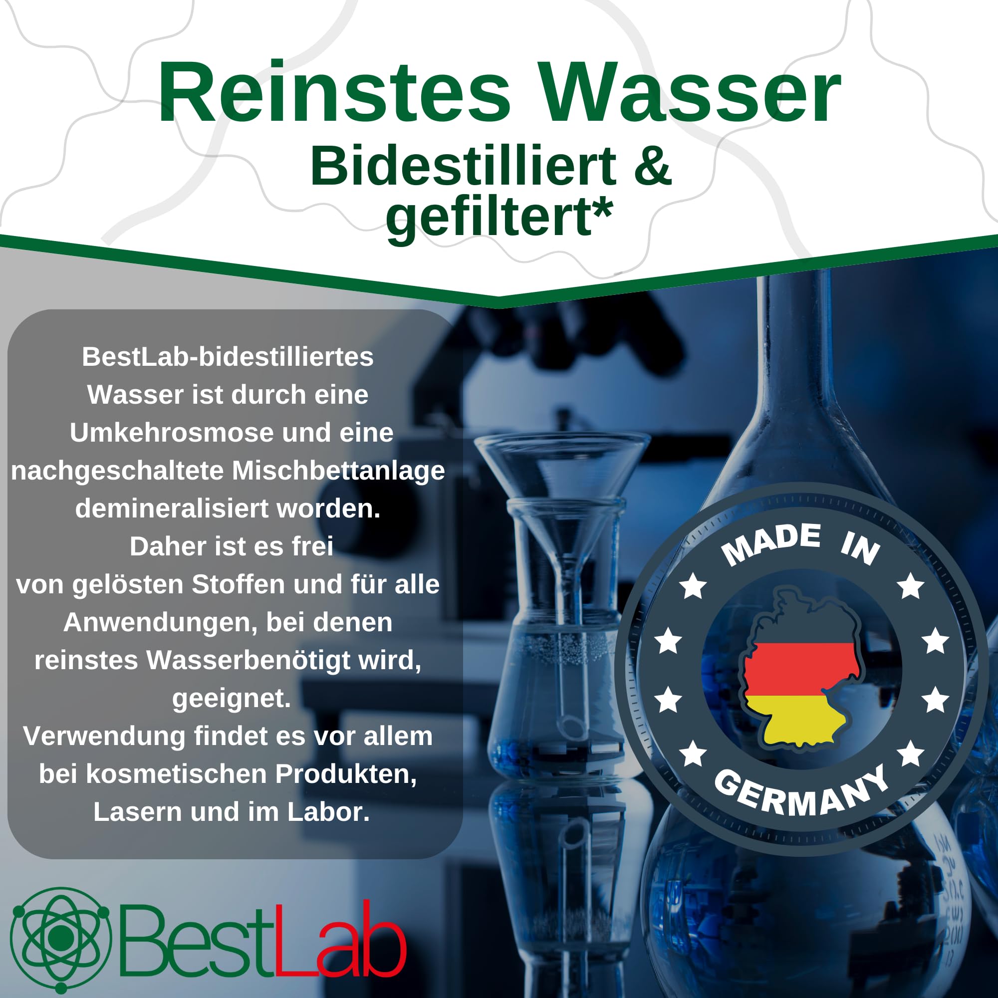 Agua Bidestilada | Aqua destilada 2 veces - Ideal para el hogar, medicina, laboratorio y electrodomésticos, automóvil o plancha - 1L, 1L con cabezal de pulverización, 5L y paquete de 3x5L