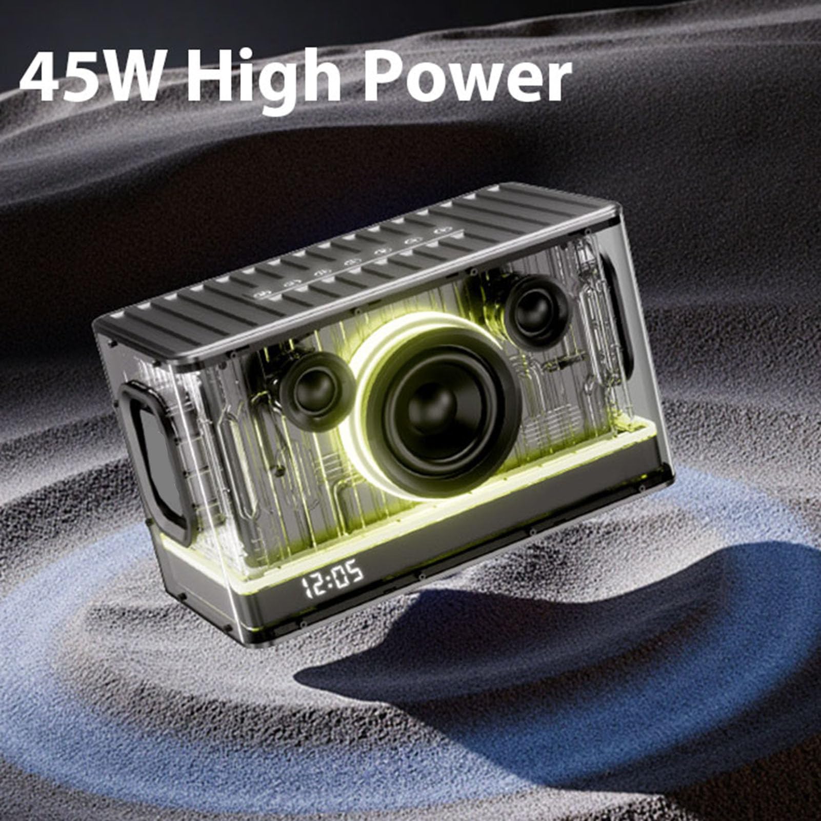 Altoparlante Bluetooth, Altoparlante da Tavolo Stereo Wireless con Luce RGB da 45 W, per Feste Multimodale con Display Orologio a LED, per Sala Giochi per Feste in Casa