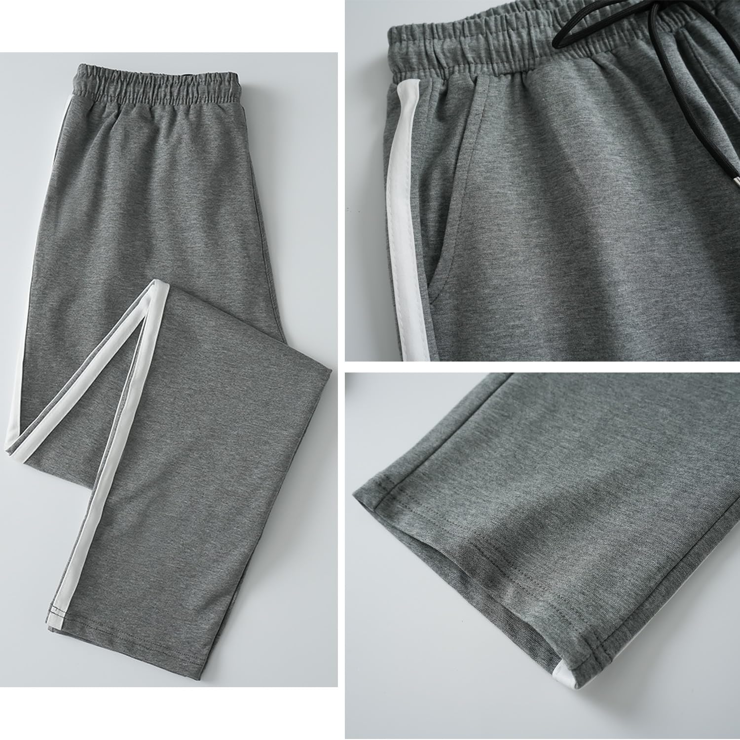 Spodnie do Joggingu Męskie Bawełniane Spodnie Dresowe z paskami Spodnie Treningowe Spodnie do Biegania Długie Spodnie Rekreacyjn z Kieszeniami dres Treningowy