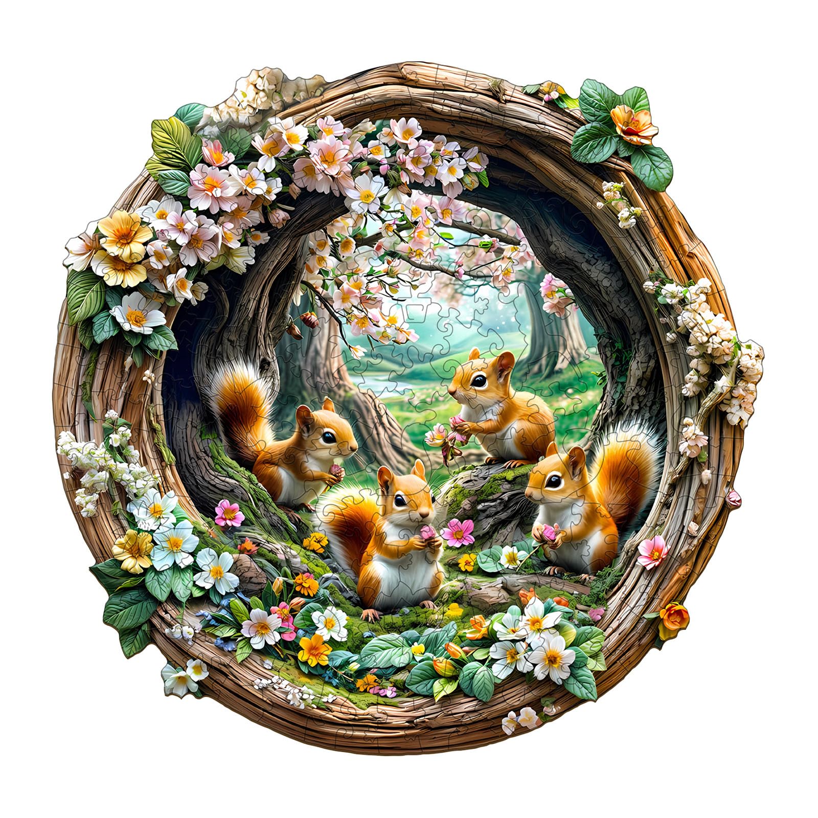 Wooden Jigsaw Puzzles for Adults - 3D Spring Squirrel Jigsaw Puzzles 200pcs, Wooden Puzzle for Family Game and Birthday Gifts for Friend (29x28.2cm, 14+ Years)