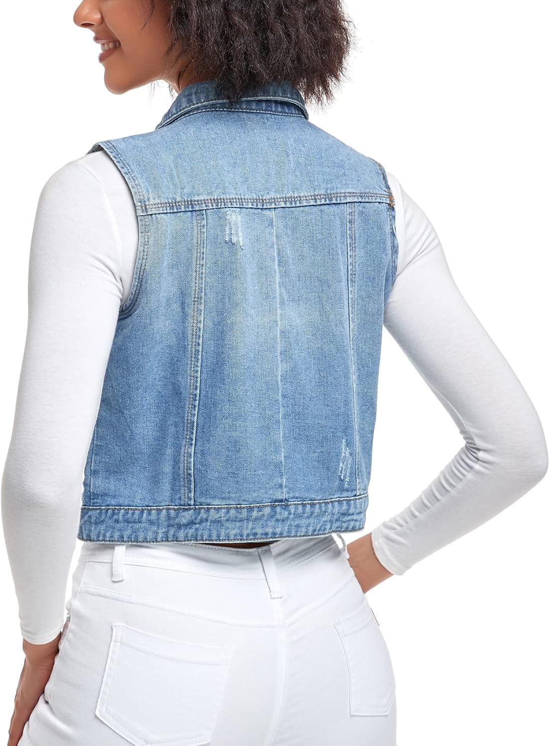 Xeoxarel Women's Denim Vest, Sleeveless Jean Jacket (XS-XXL) - Image 4