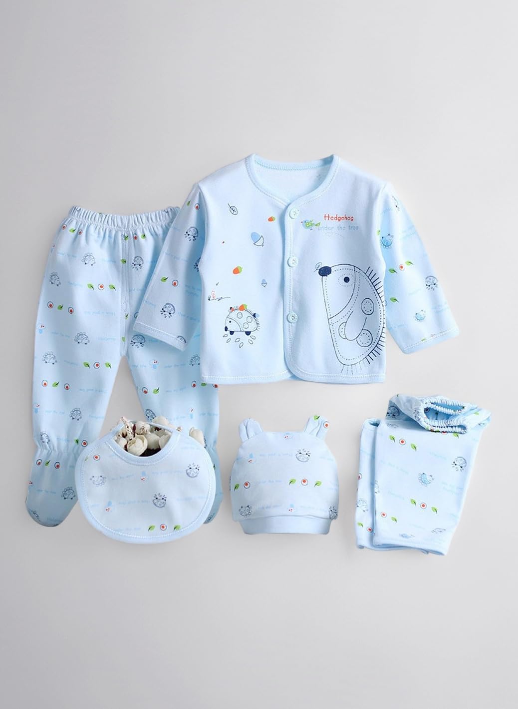 5PCS Newborn Baby Boys Girl's Cotton Grow Top Hat Pants PlaySuit Sets Outfit
