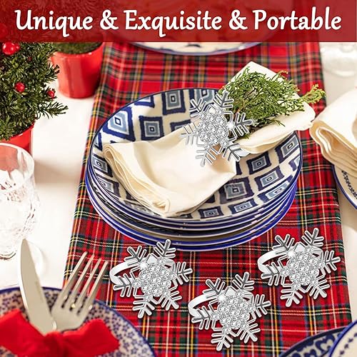 Vista 31 de Legigo Juego de 8 servilleteros de corona de Navidad, corona de diamantes, servilleteros de Navidad para servilletas de tela, decoración de mesa