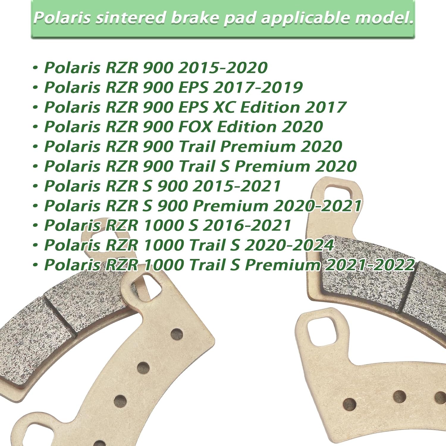 Front Rear Brake Pads Sintered for Polaris RZR 900, RZR S 900, Trail 900, RZR S 1000, RZR Trail S 1000 2015-2024