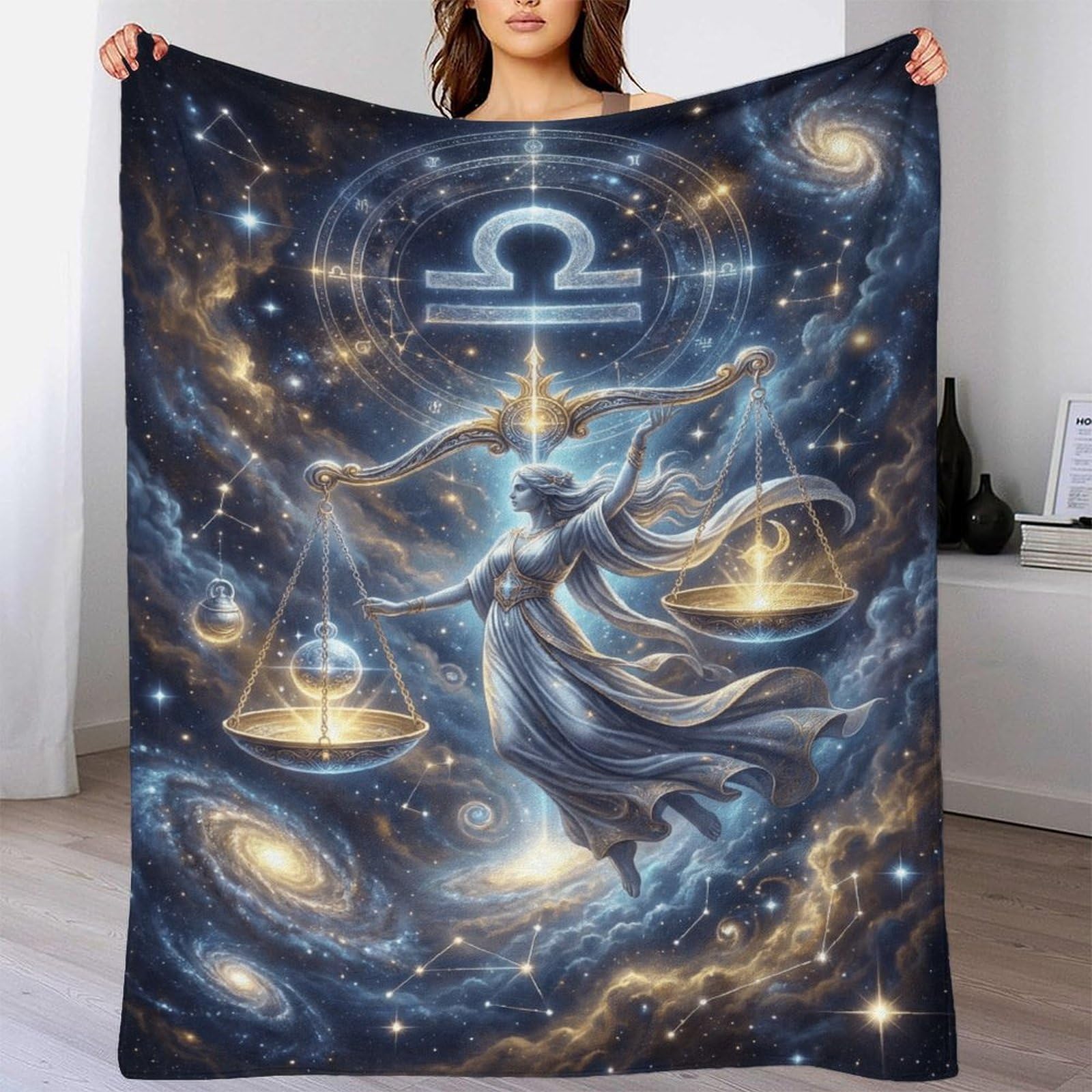 W7C8U2X3 Libra Zodiac for for Flannel Throw Blanket, Camping Car Travel