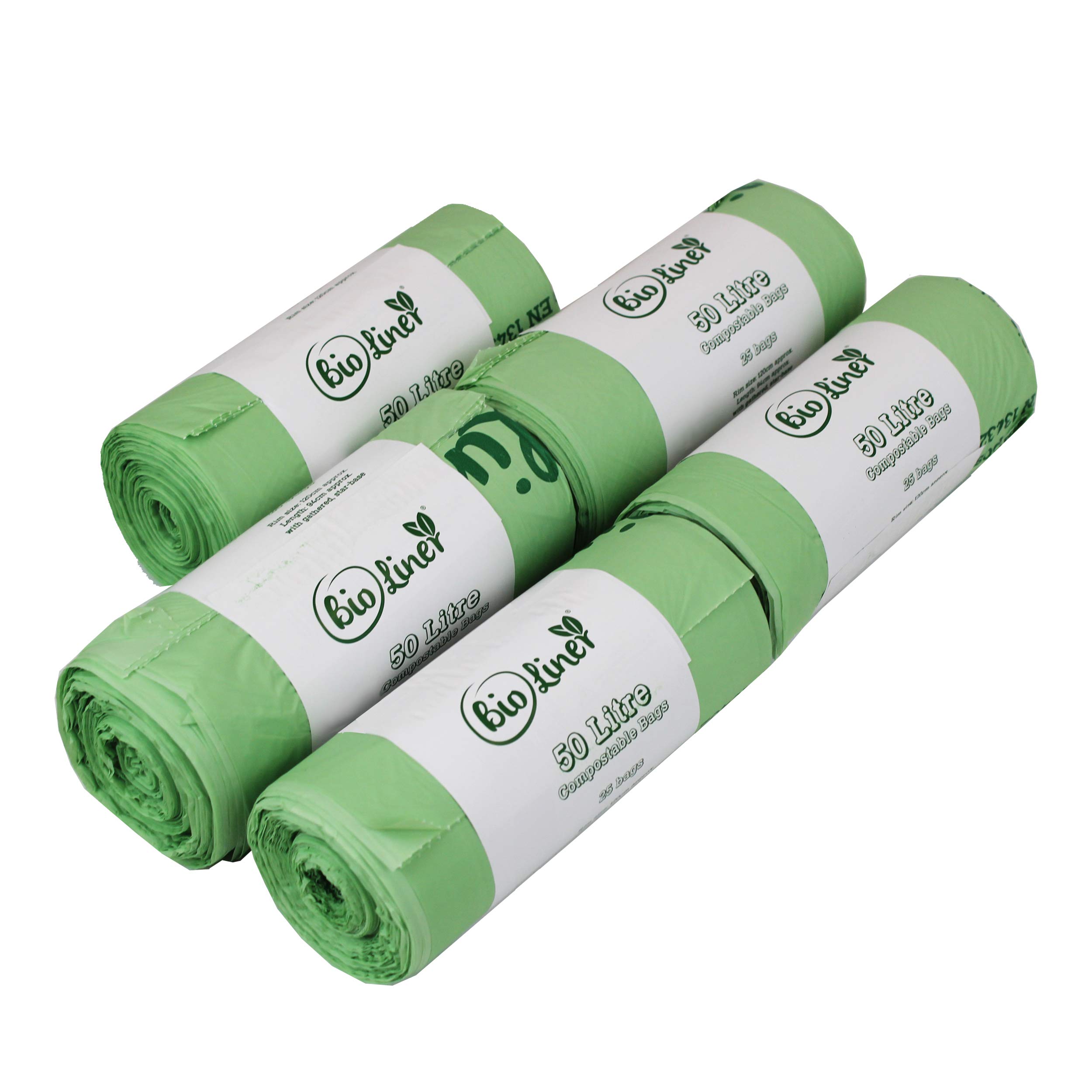 Bioliner Green 50 Litre - Compostable Swing Bin/Caddy Liners – 5 Rolls - 125 Bags