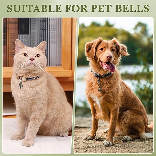 Miniatura 6 de DOITOOL 40 cascabeles para manualidades, pequeñas campanas vintage, mini campanas de manualidades para puertas de boda, collar de perro, joyería,