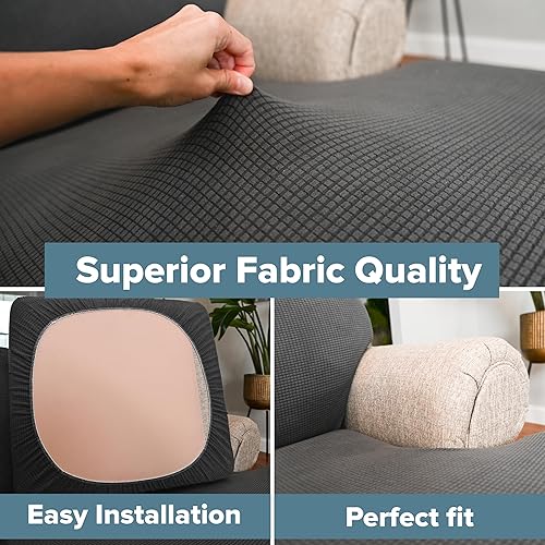 Miniatura 4 de Hudson Comfort Fundas para sofá modular en forma de U, 10 fundas de sofá súper elásticas, juego de protectores de sofá de microfibra suave de 7.58