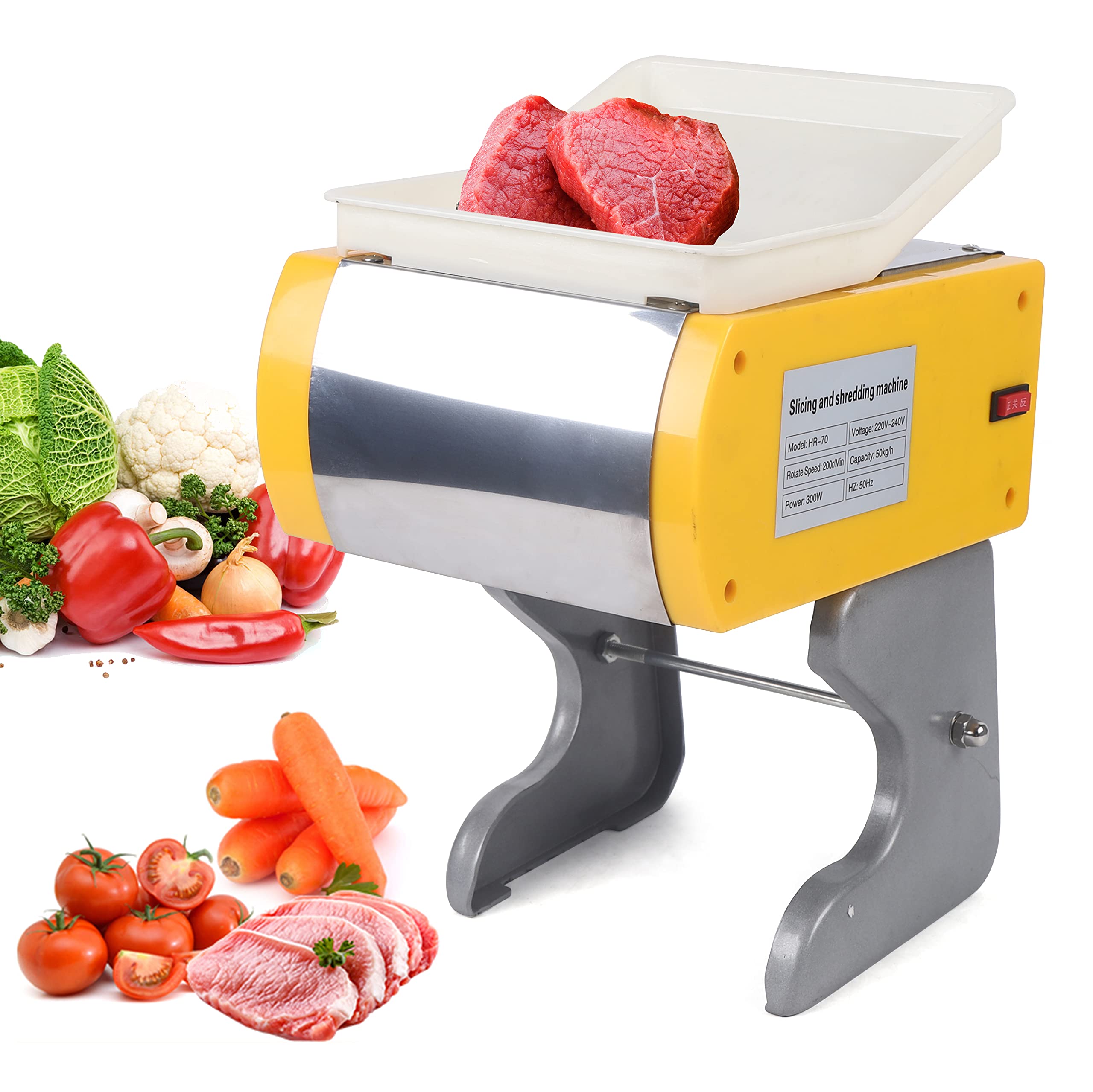Affettatrice elettrica professionale professionale per affettare verdure, affettatrice per carne e salumi, 200 giri/min