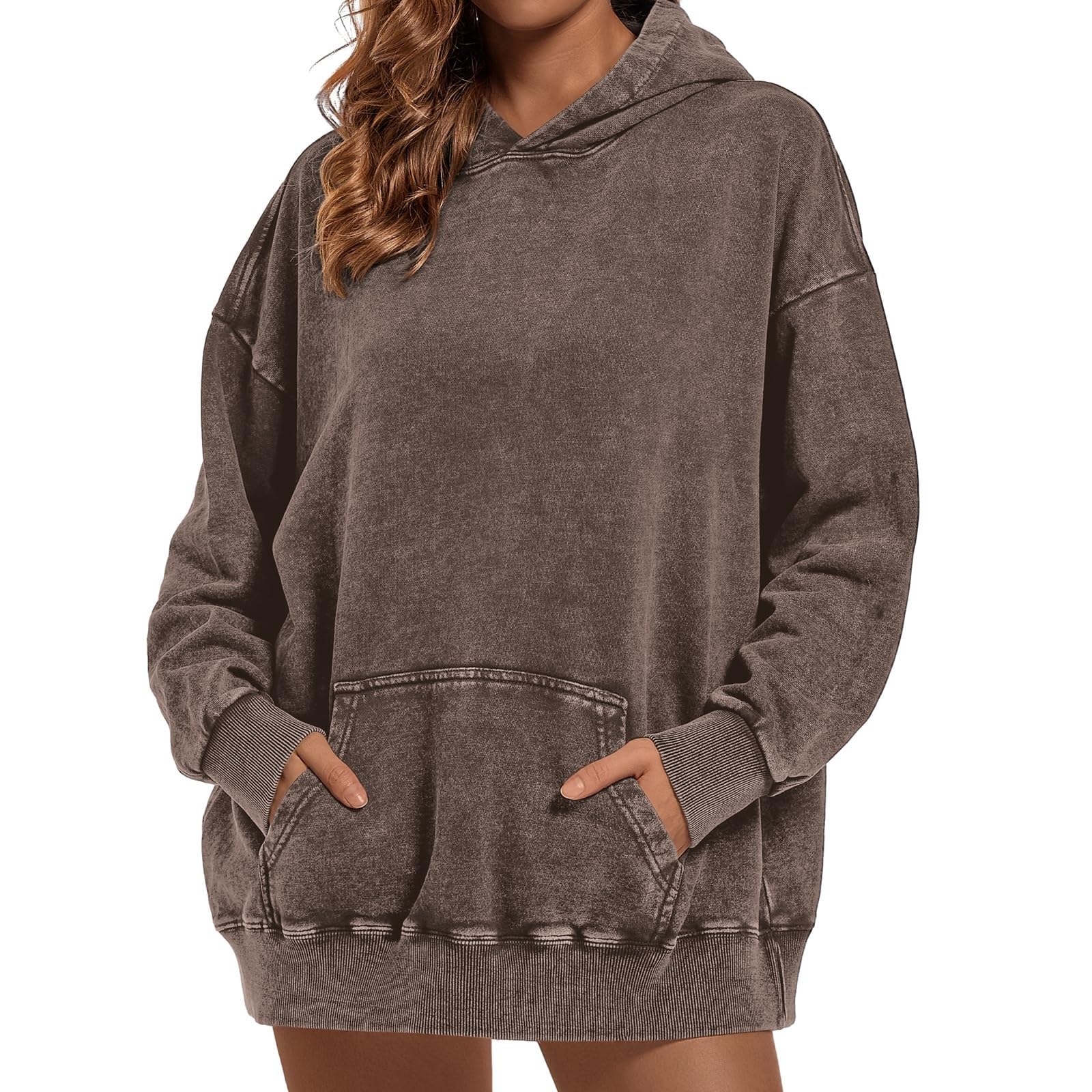 Sudaderas con Capucha de Gran tamaño para Mujer, Jersey Liso holgadas Hombros caídos, Top Holgado, Cuello Alto, Punto Ligero, Suave, fácil Lavar y Ligero/g