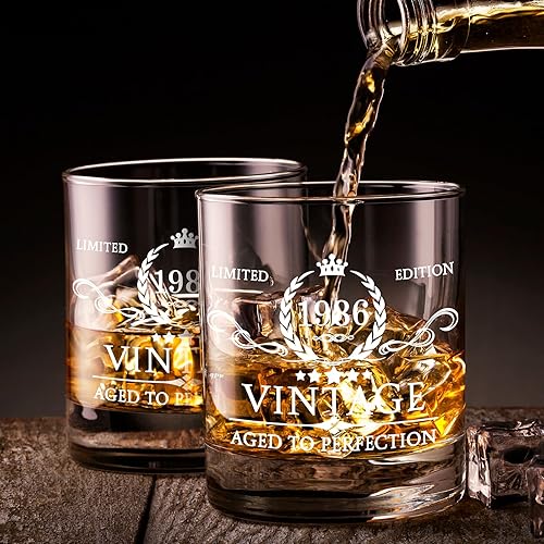 Miniatura 7 de Regalos de 40 cumpleaños para hombres, juego de vasos de whisky, decoraciones de cumpleaños de 40 años, suministros para fiesta, aniversario de 40