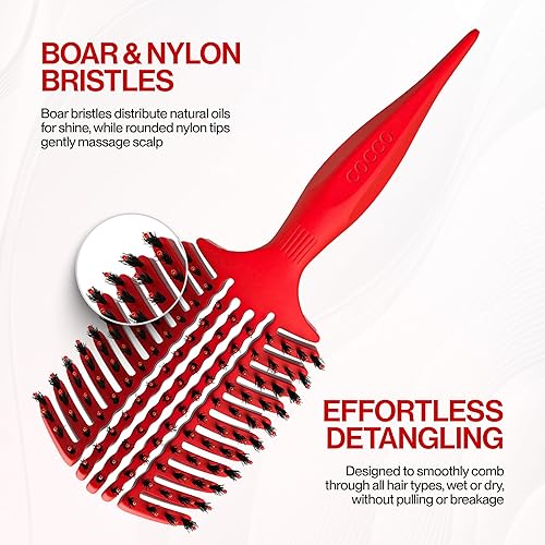 Miniatura 5 de COCCO Aura Vent - Cepillo de jabalí  Diseño ventilado de doble curvatura para un secado más rápido, desenredar y dar brillo sin esfuerzo, jabalí +