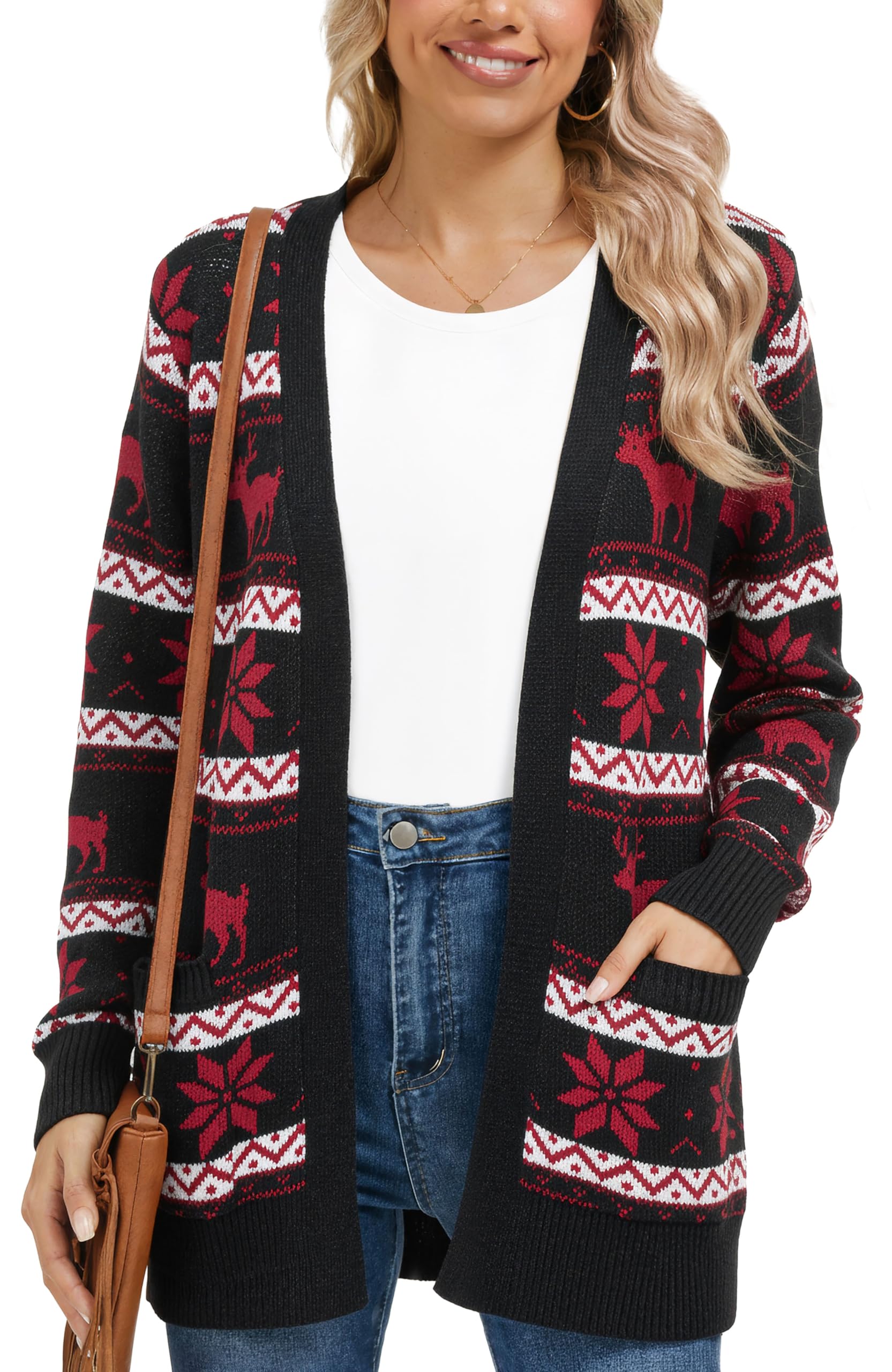 VIISHOW Women Cable Knit Cardigan Sweater V Neck Open Front Chunky Cardigan with Pocket Sweater Coat for Fall