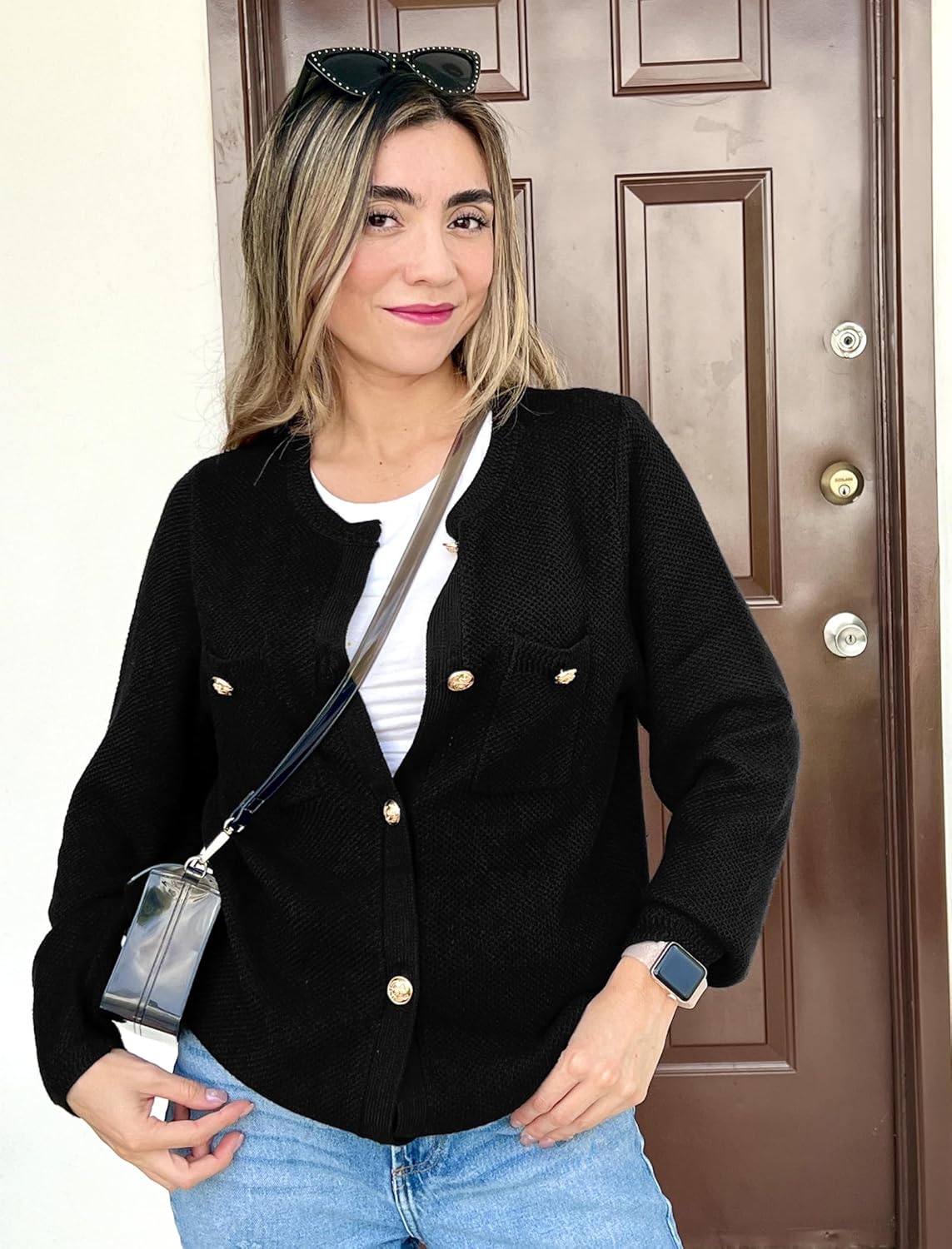 Zeagoo Womens Knit Cardigan Sweaters Button Down Shirts Long Sleeve Crew Neck Ribbed Knit Blouse Open Front Work Tops - Image 2