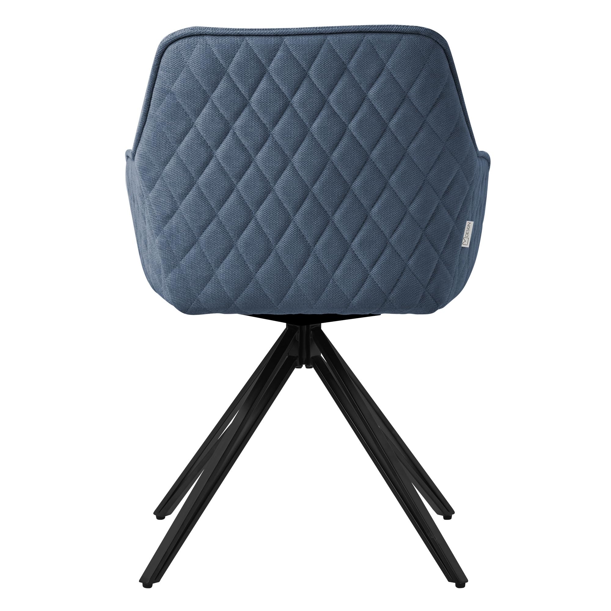 ML-Design Silla de Comedor Giratoria con Respaldo y Reposabrazos Asiento Azul de Tela Tejida Tapizado con Patas de Metal Sillón Diseño Ergonómico Moderno para Salón, Escritorio o Cocina