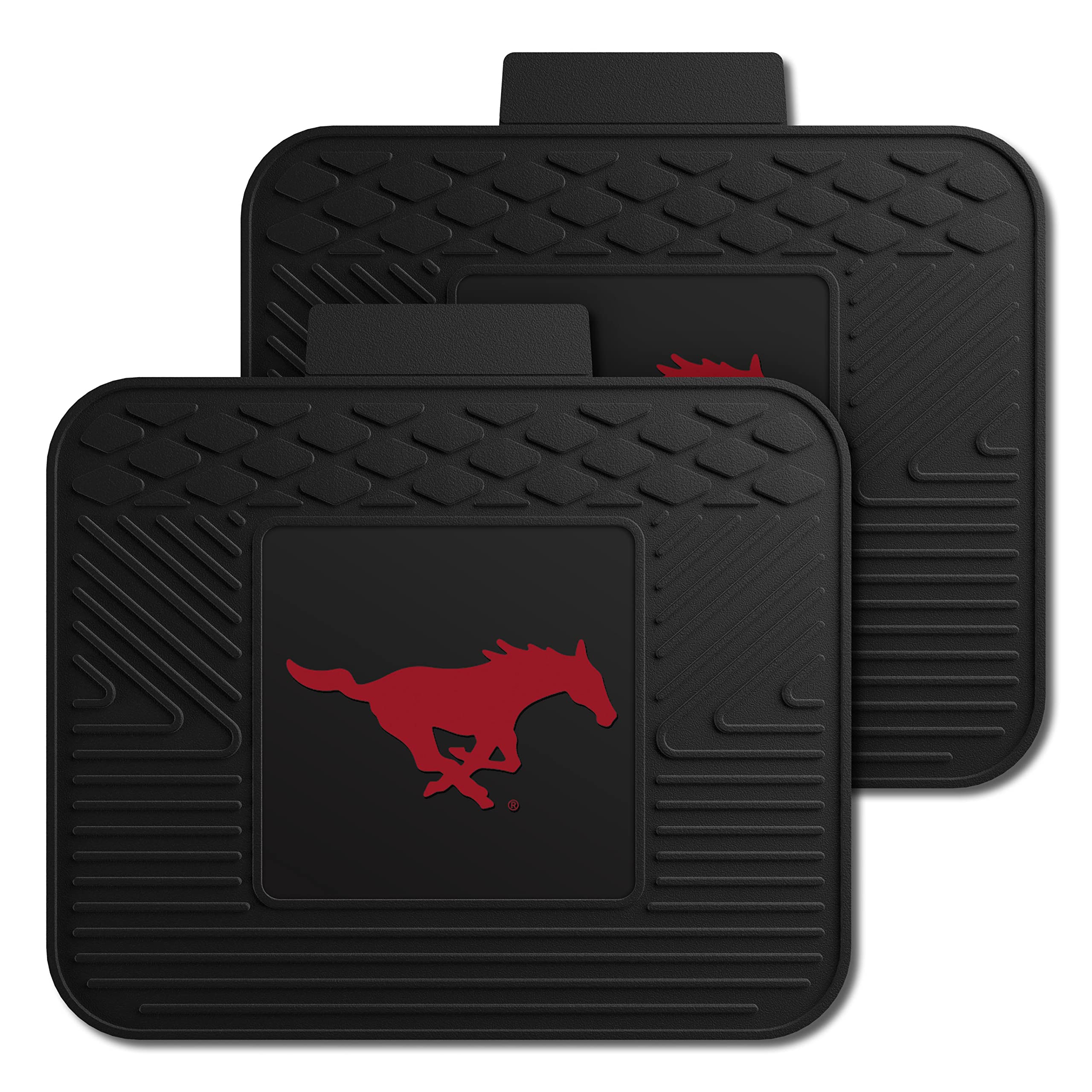 FANMATS 13226 SMU Mustangs Back Row Utility Car Mats - 2 Piece Set, 14in. x 17in., All Weather Protection, Universal Fit, Deep Resevoir Design, Molded Team Logo
