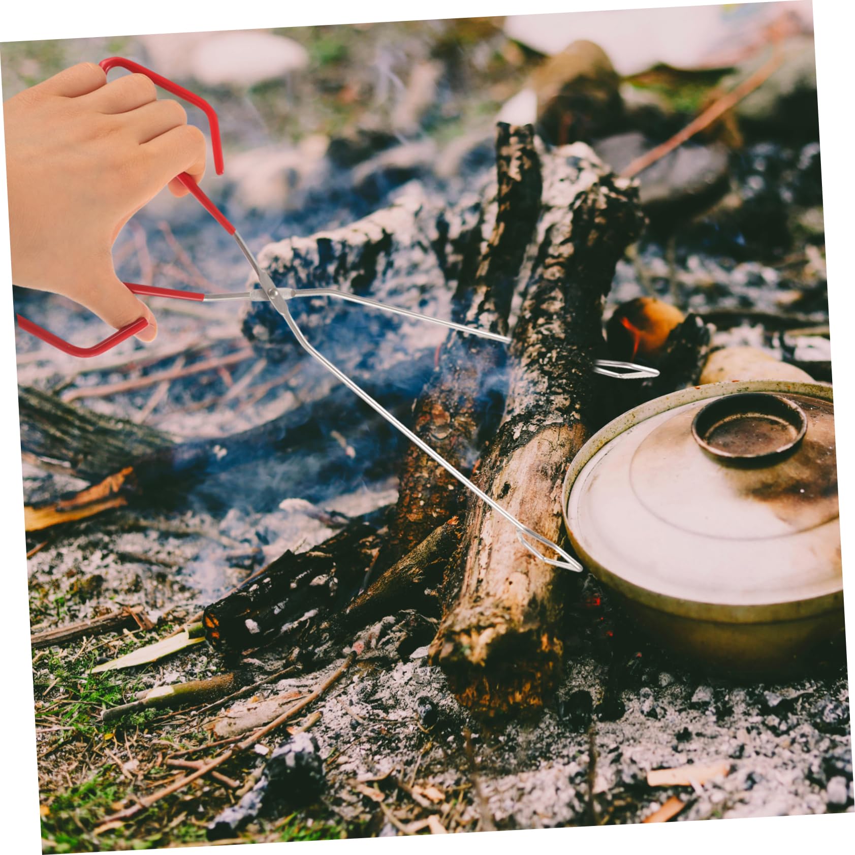 TOYANDONA 5 Stück Lange Grillzange Kaminzange für Bbq und Camping Robustes Werkzeug zum Greifen von Holzkohle und Feuerholz Zubehör für Außenbereich und Grillpartys