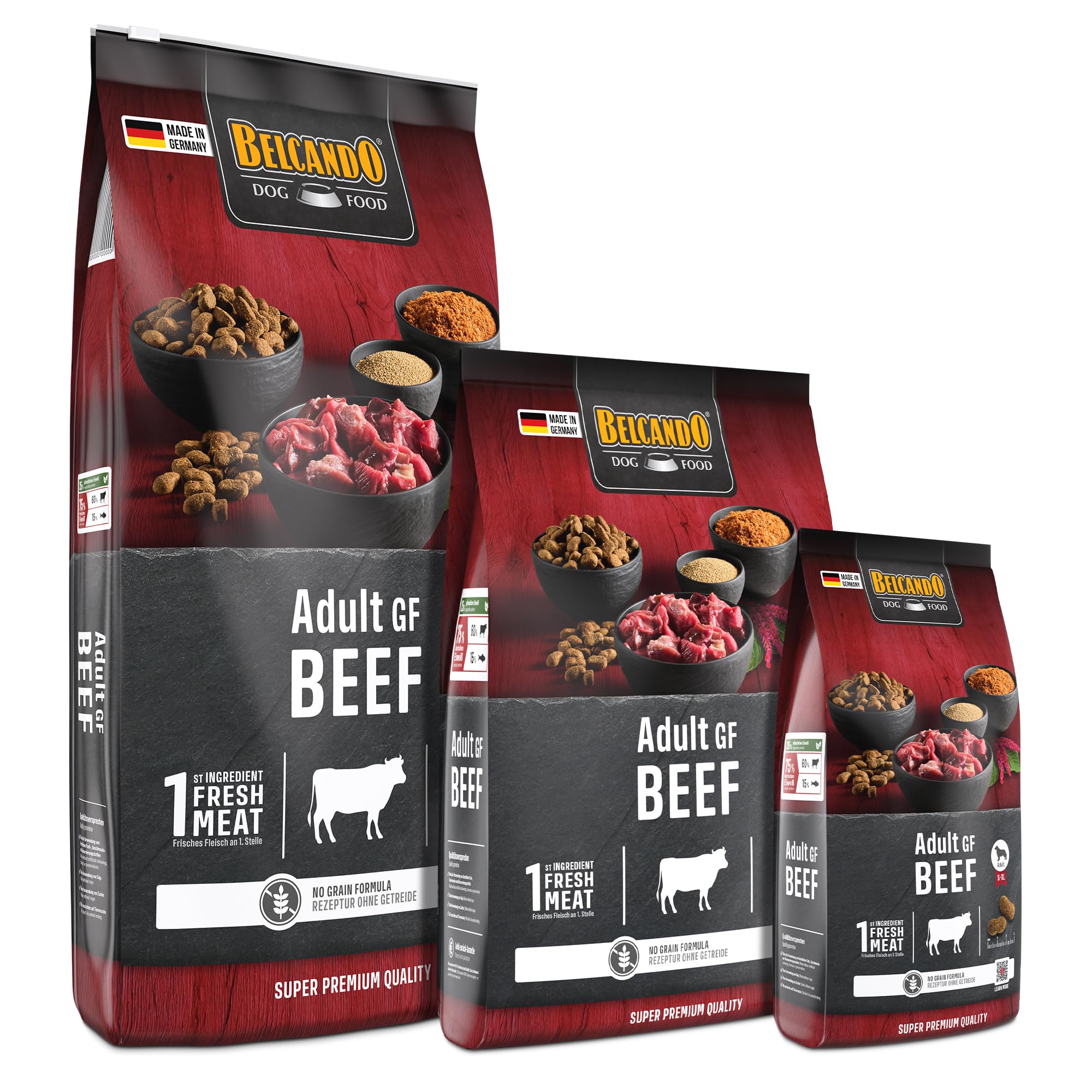 BELCANDO Adult GF Beef 12,5 kg getreidefreies Hundefutter Trockenfutter mit Rind Alleinfuttermittel für ausgewachsene Hunde ab 1 Jahr