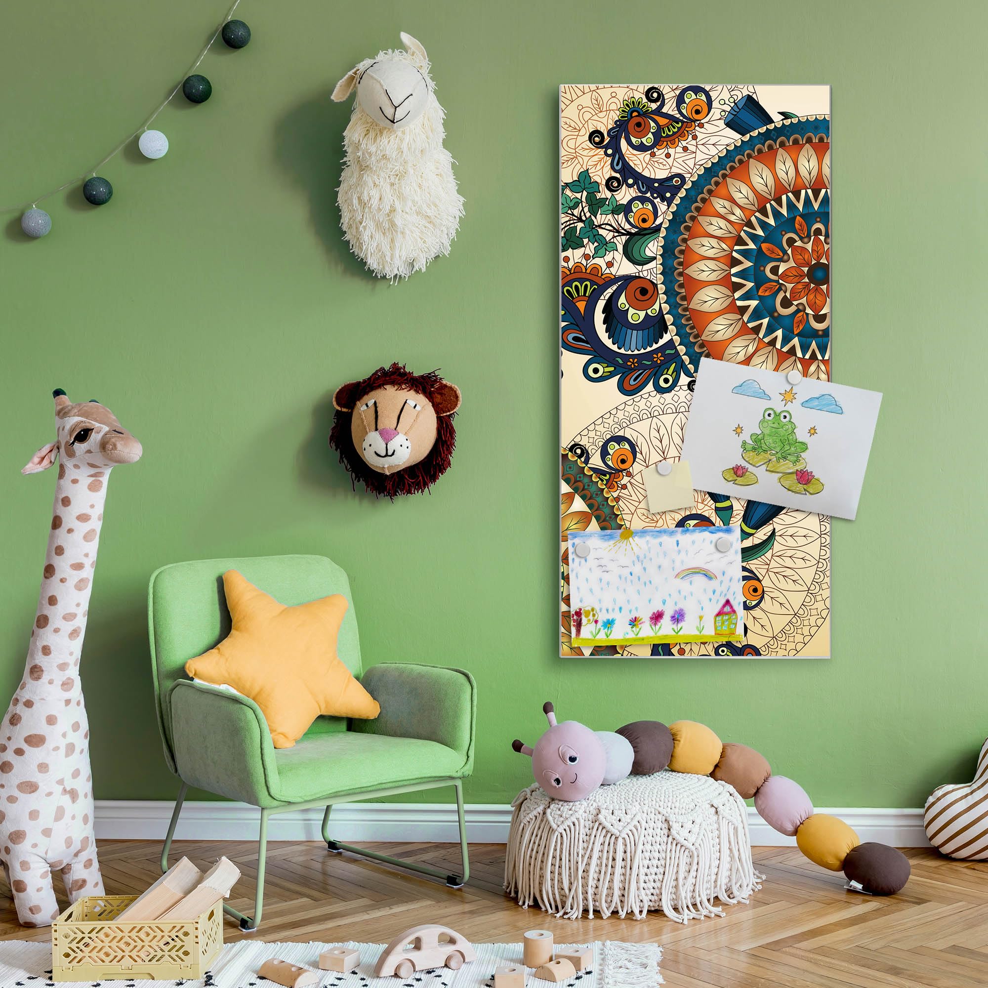 Banjado Magnettafel 30x75 Cm – Magnetwand Mit Motiv, Inkl. 4 Magneten & Montageset