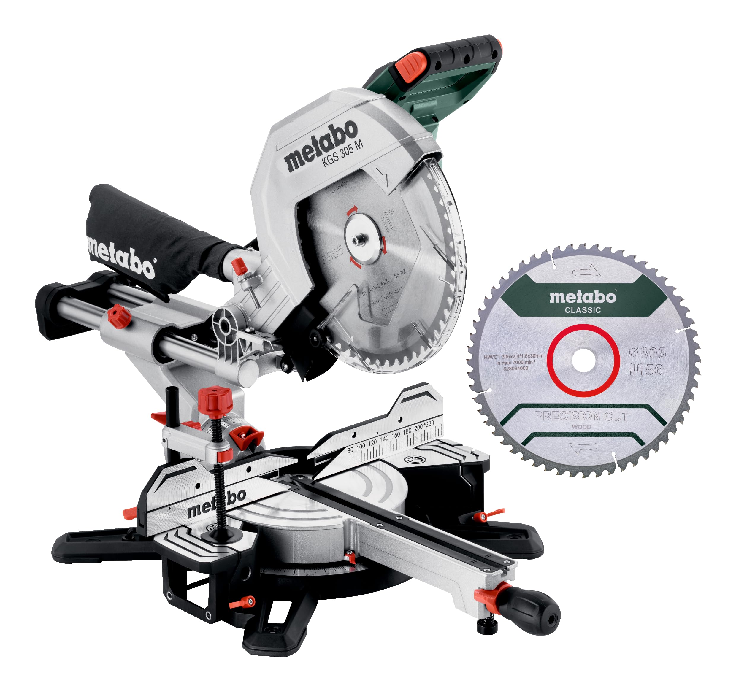 Metabo KGS 305 M Scie à Onglets Radiale 2000W 305mm Précision Guidage LED 2 Lames