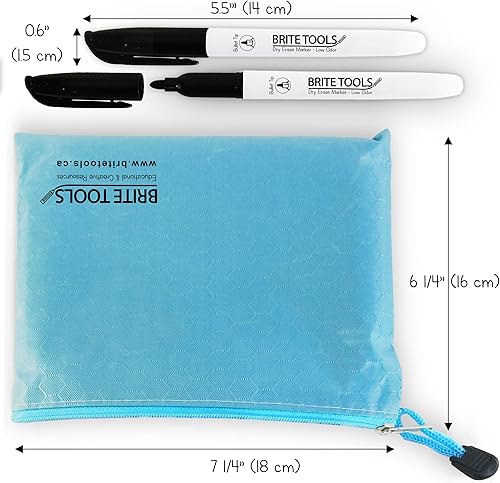 Miniatura 3 de Brite Tools 30 marcadores negros de borrado en seco de bajo olor con punta fina y bolsa de almacenamiento para pizarra blanca, niños, estudiantes,