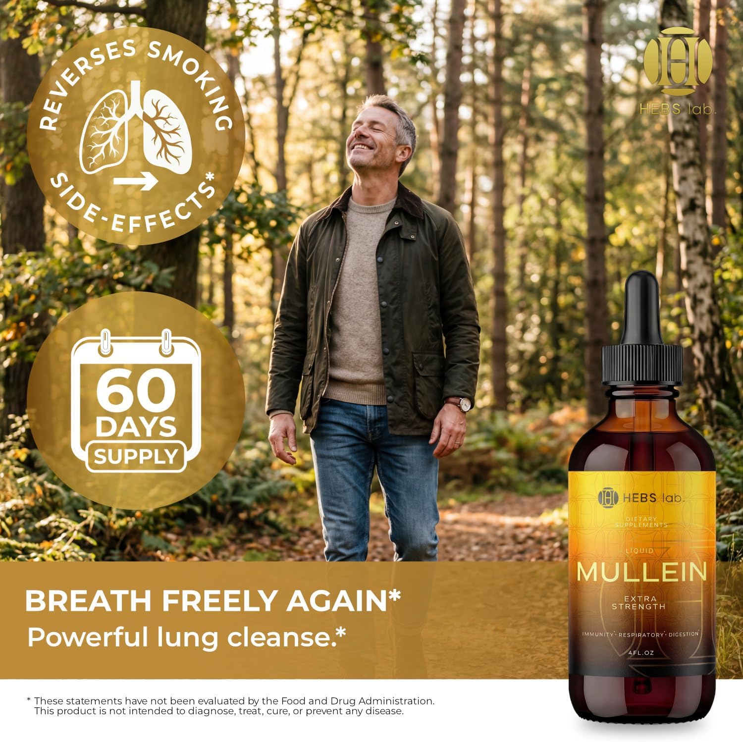Mullein Leaf Extract for Lung Cleanse and Health - Mullein Drops Made in USA - Lung Support Supplement - Herbal Respiratory Support - Mullein Extract Tincture 4 Fl Oz