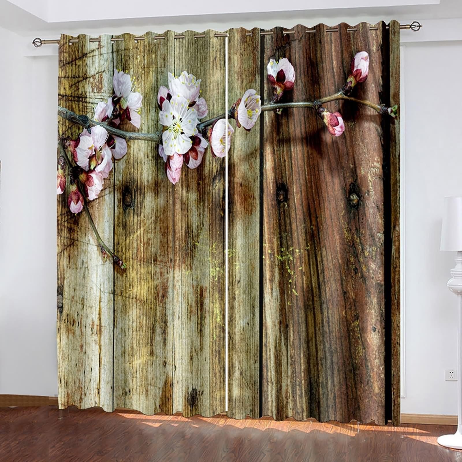 Cortinas opacas decorativas rosa y marrón de 86x160 cm para ventanas de salón y comedores