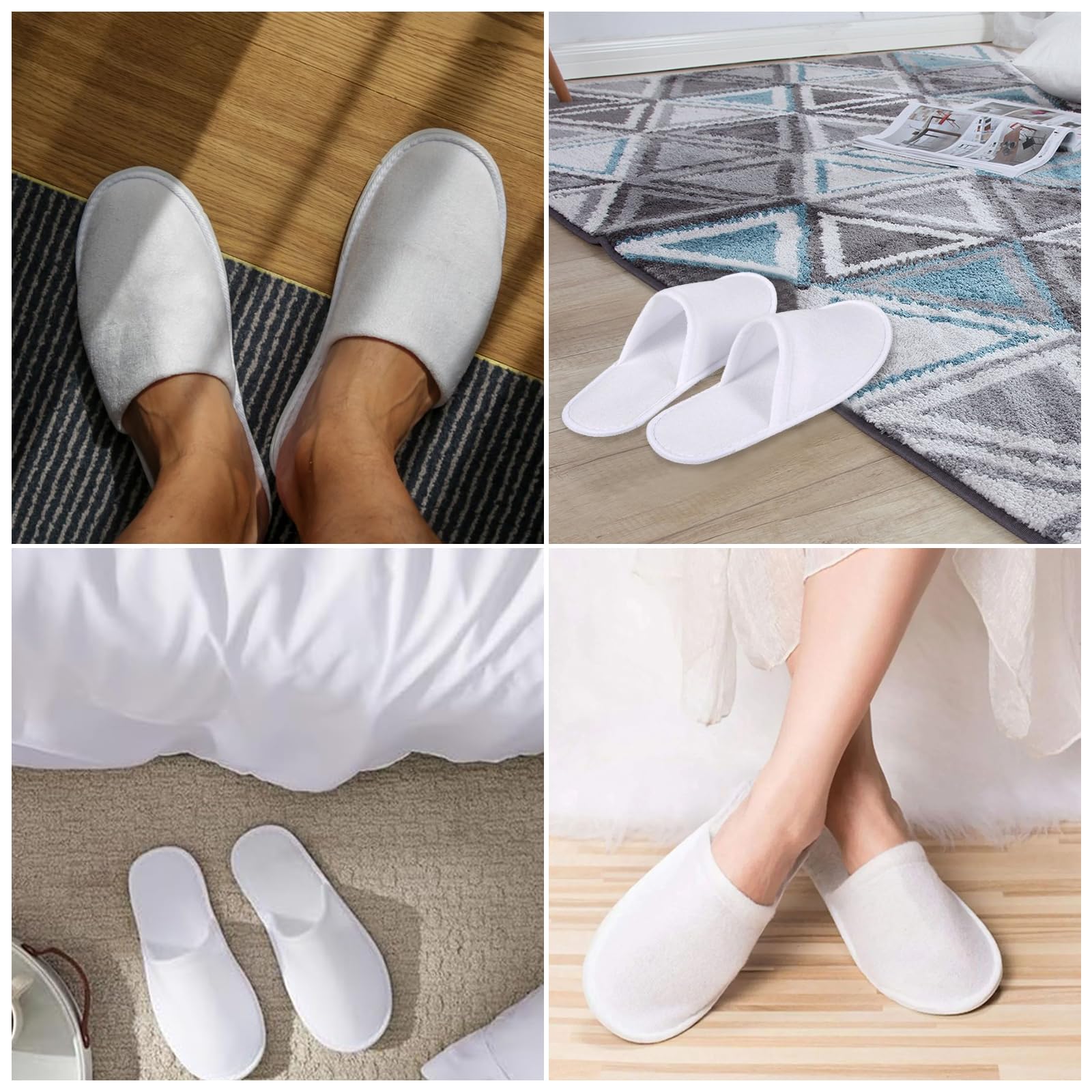 Bavooty Ciabatte Ospiti,Ciabatte da Viaggio,Pantofole Chiuse,Pantofole Ospiti,Monouso,Antiscivolo,Spugna Premium,Misura Universale,6 Paia