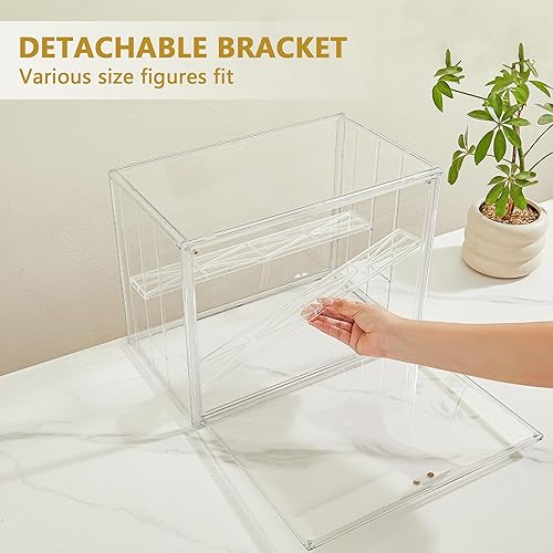 Miniatura 6 de Vitrina de acrílico para coleccionables, vitrina ajustable de 3 capas con puerta magnética, caja transparente apilable para figuras escaparate,