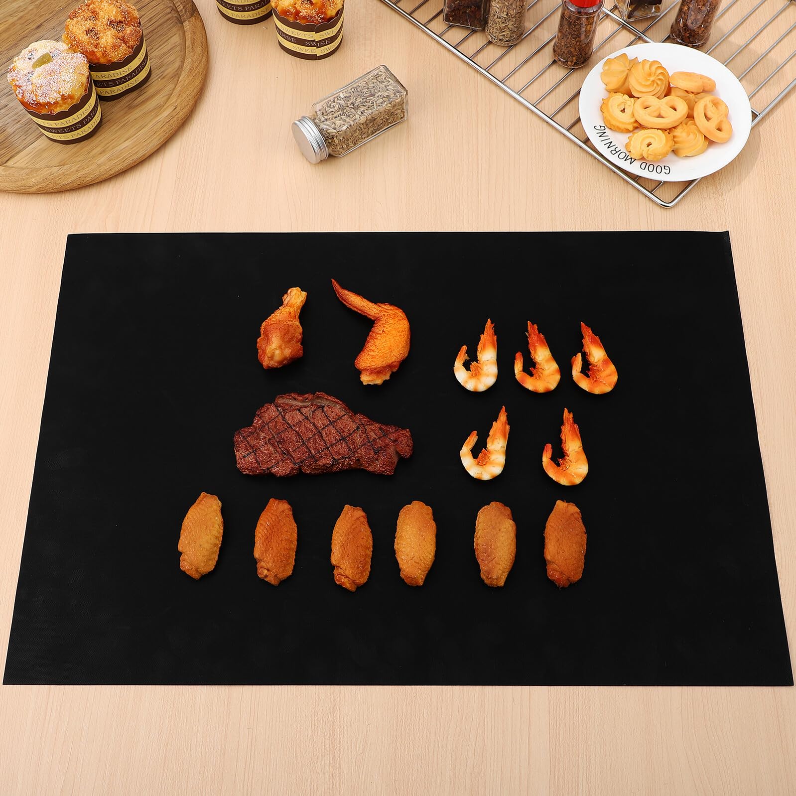 NUOBESTY 9 Stück Teiliges Backofen Hitzebeständigen Schwarzen Antihaft ofenmatten Wiederverwendbare Grill Backmatten Zuschneidbar für Gleichmäßiges ohne Anbrennen