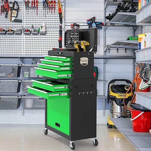 Miniatura 2 de Caja de herramientas con ruedas de alta capacidad de 8 cajones, caja de herramientas de metal con ruedas y cajones, caja de herramientas desmontable