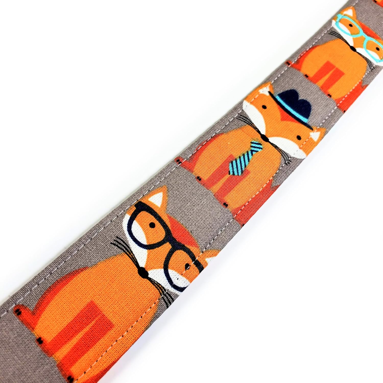 Ukulele Strap Foxes, Fox Glasses Ukulele Strap, Adjustable Double Padded Genuine Uke Strap Leather plastic hardware Ukulele Strap Strong Back Straps