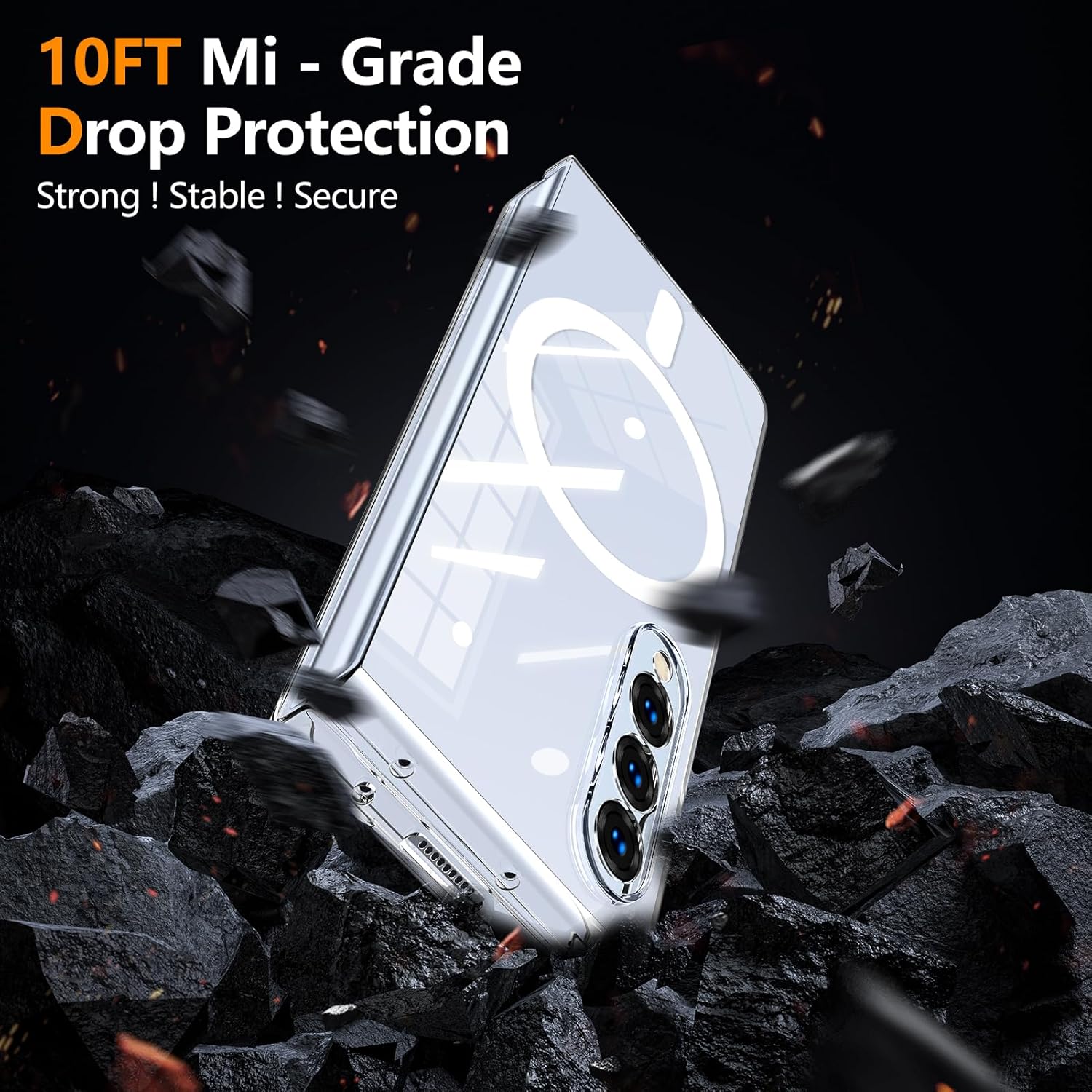 for Samsung Galaxy Z Fold 3 Clear Case Magnetic,Slim Lightweight Non Yellowing Wireless Charging,Hard PC Cute case for Galaxy Z Fold 3 [Clean] MMUS-CXDZ-04-11