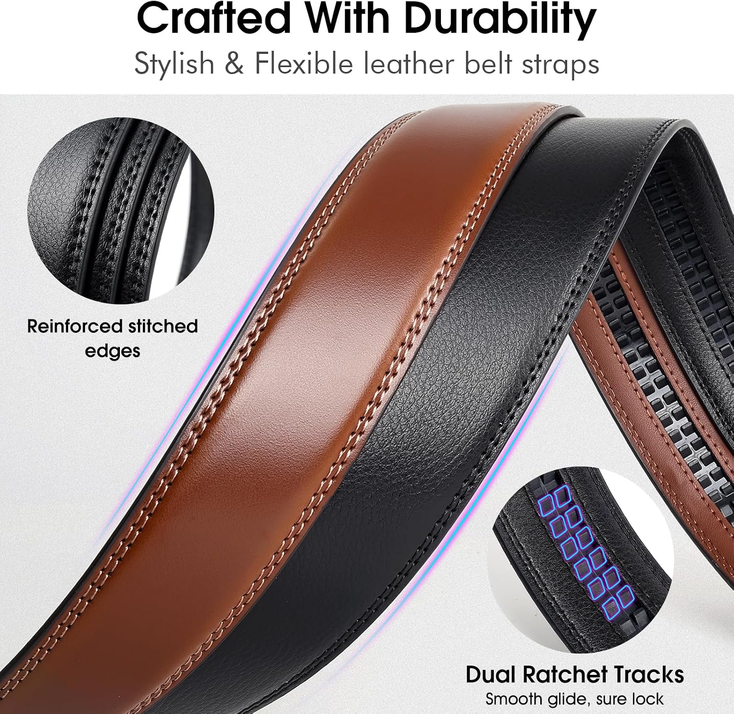 BELTROAD Ratchet Belts for Men 2-Pack Men's Ratchet Adjustable Slide Belt image 5