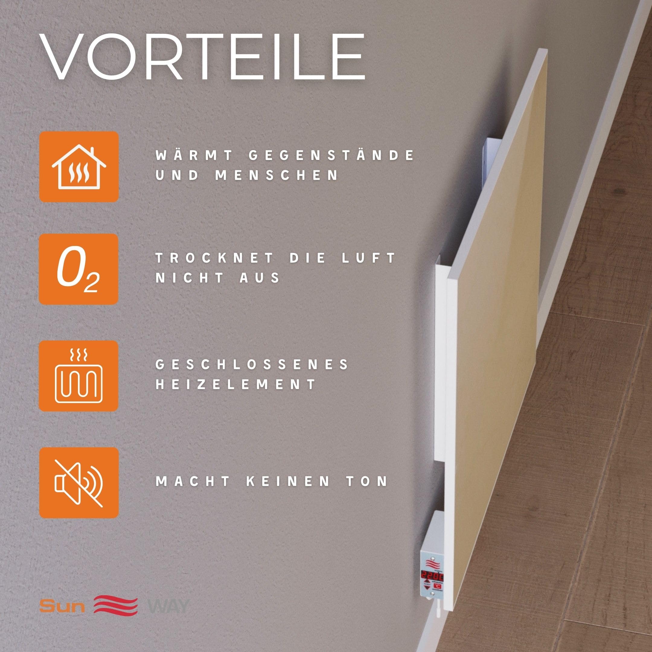 Ceramiczny grzejnik. Panel podczerwieni. Sun WAY TCМ-RA 500 watt | Ogrzewanie do 10 m² | Z wbudowanym programatorem