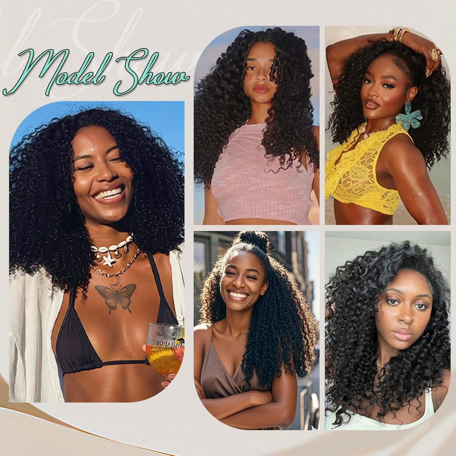 Kinky Curly 3 In 1 Half Wig 100% Human Hair 200 Density Wear Go Glueless Wigs Human Hair Afro Kinky Curly Headband Wig with Drawstring Seamless Clip Ins Flip Over Invisible Hairline 18 Inch