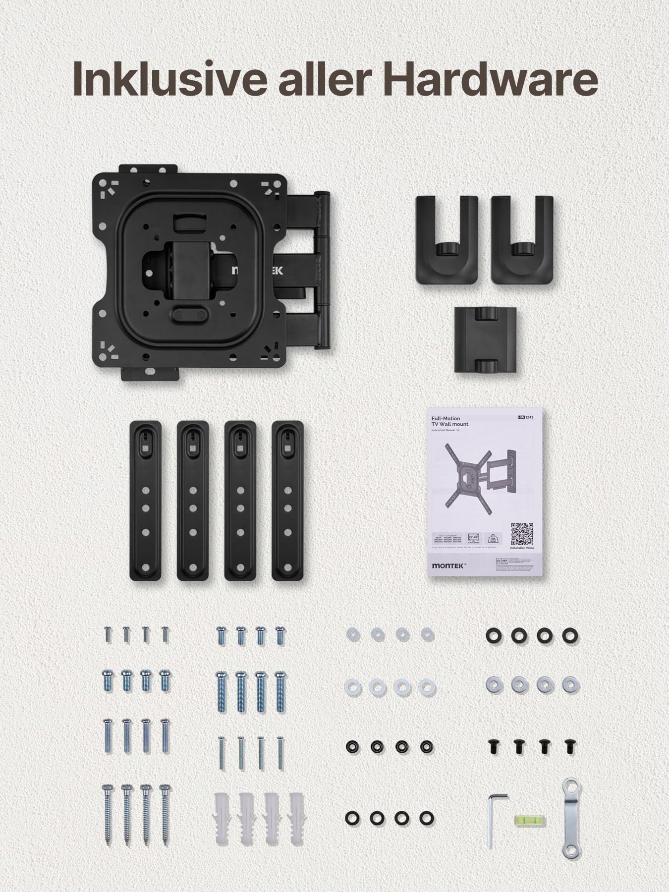 monTEK Supporto da parete per TV da 23-65 pollici o monitor fino a 35 kg, orientabile e inclinabile, con estensione da 423 mm, supporto da parete universale, VESA 400 x 400 mm