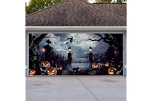 Halloween Garage Door Banner: Spooky Gate Print Backdrop