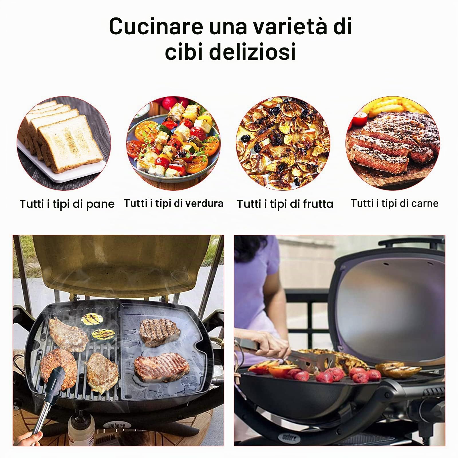 6559 Piastra in ghisa di ricambio per barbecue Weber Q200 Q220 Q240 Q260 Q2000 Q2200 Q2400 barbecue a gas,38,9 cm padella accessori per barbecue Weber Q